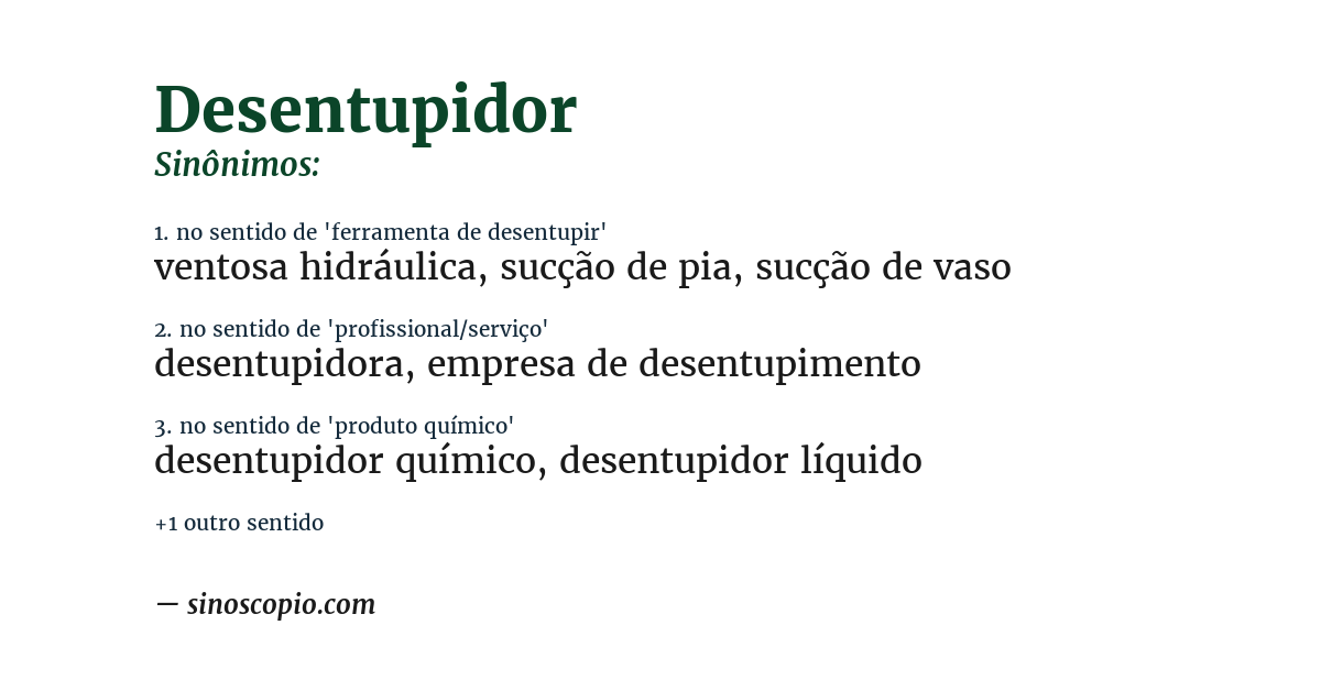 Sinônimo de desentupidor