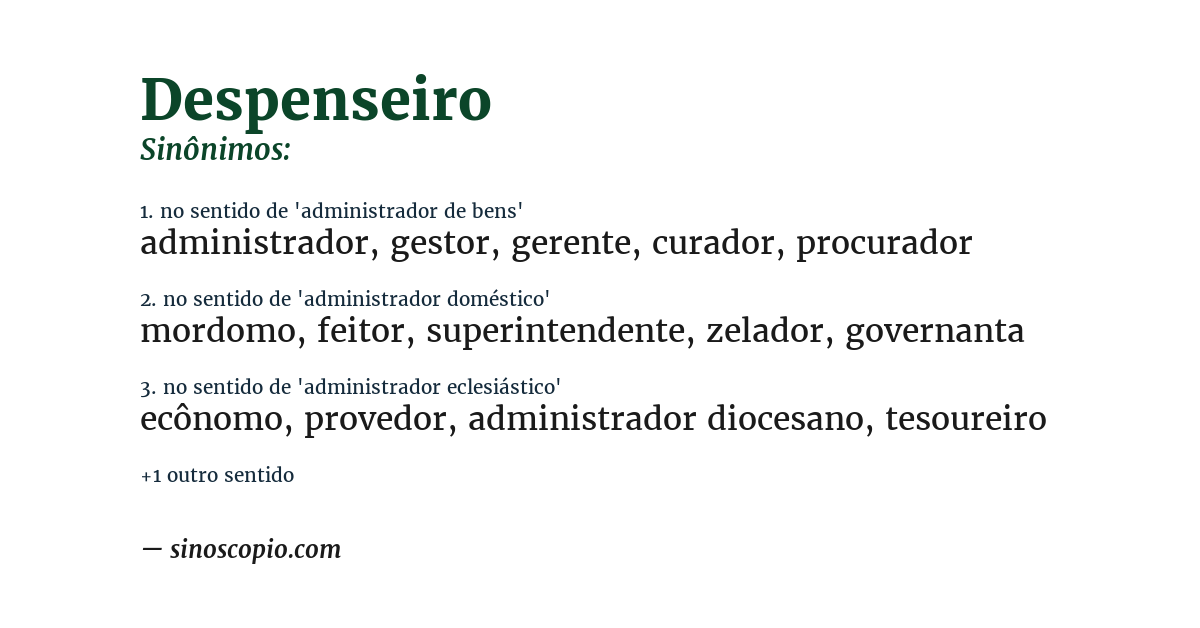 Sinônimo de despenseiro