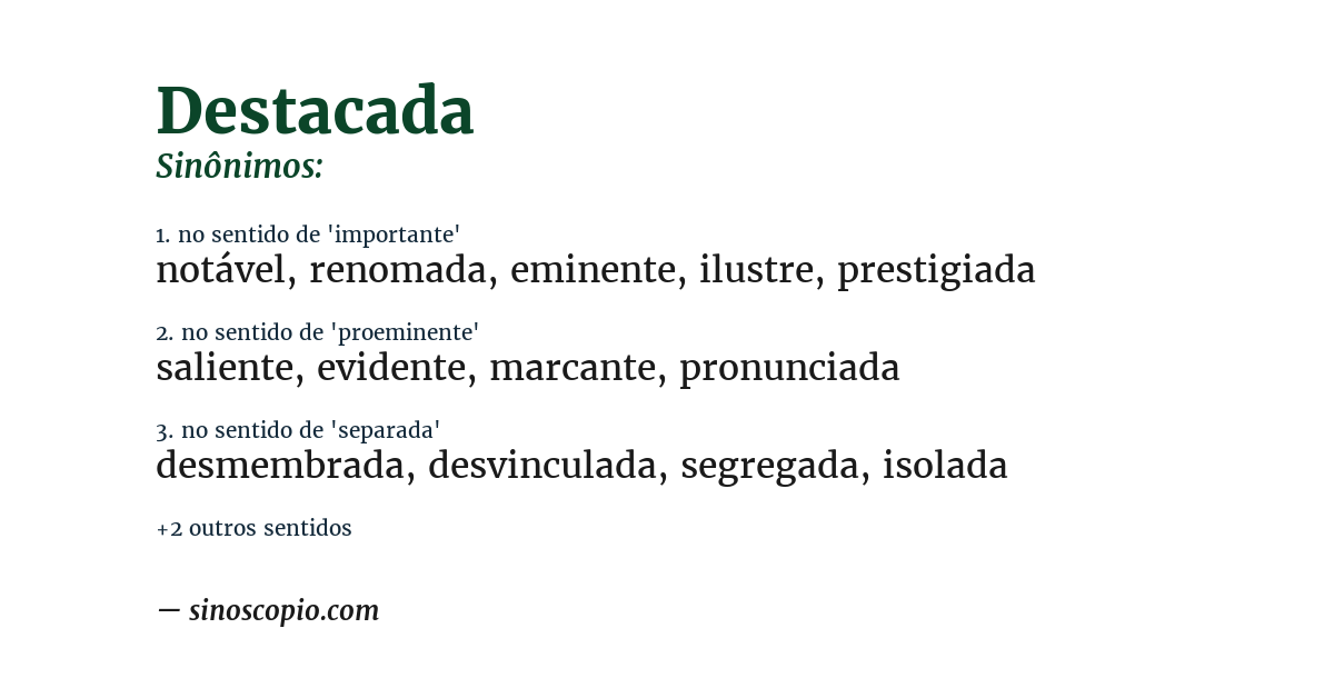 Sinônimo de destacada