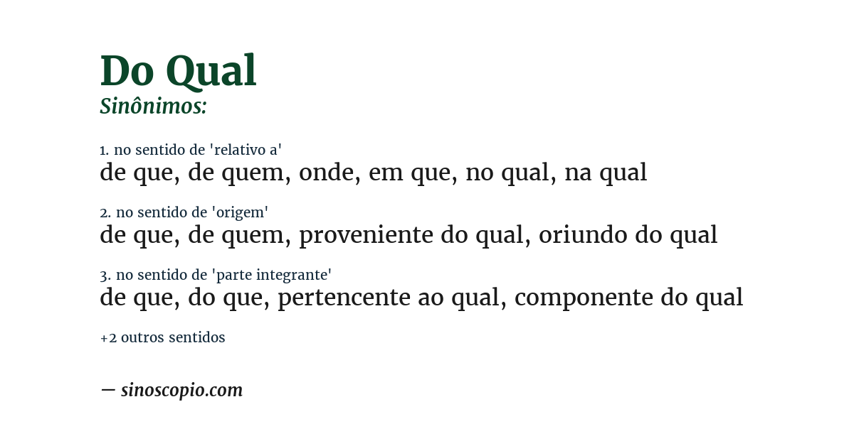 Sinônimo de do qual