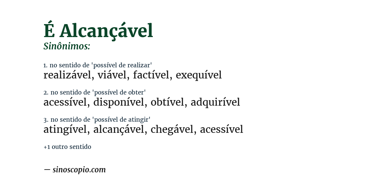 Sinônimo de é alcançável