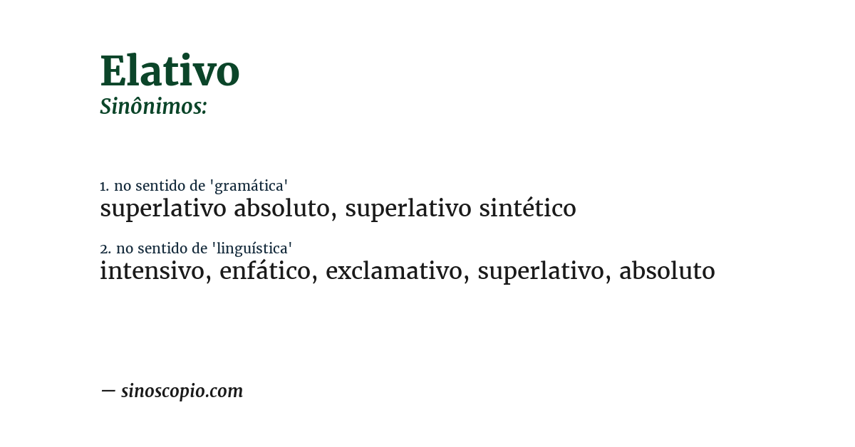 Sinônimo de elativo