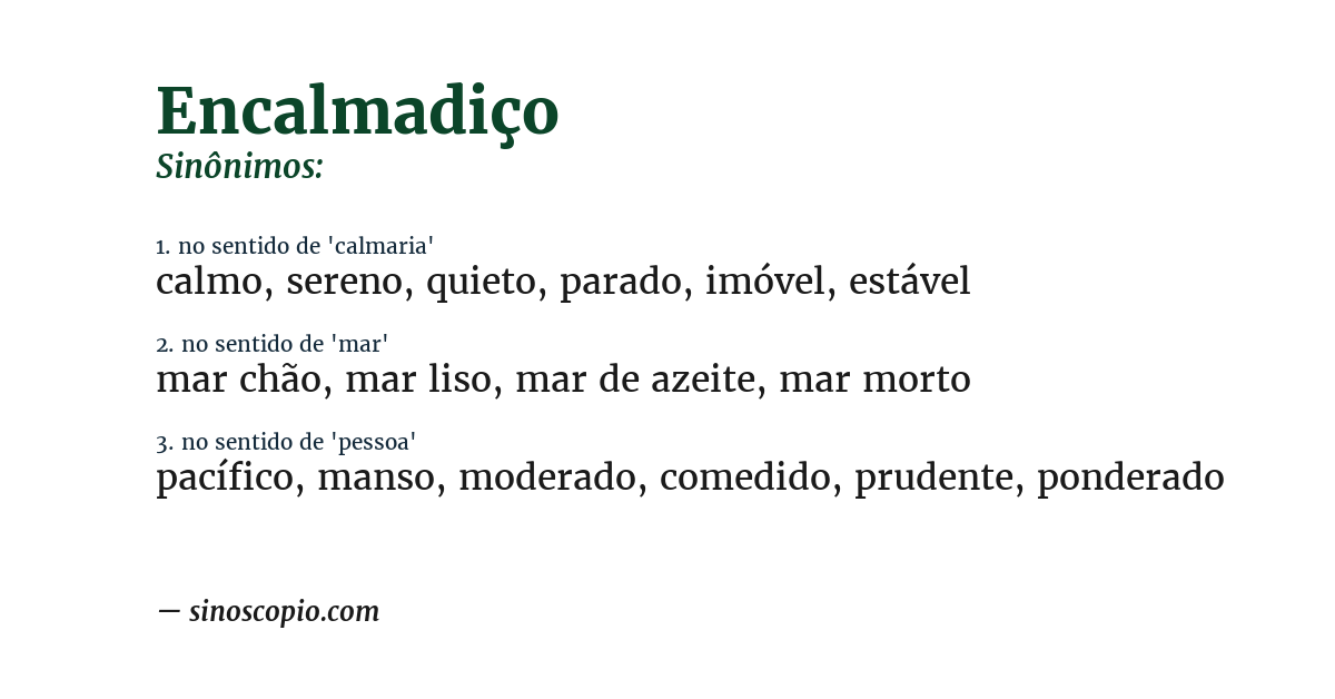 Sinônimo de encalmadiço
