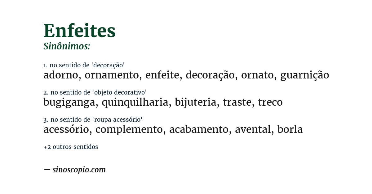 Sinônimo de enfeites