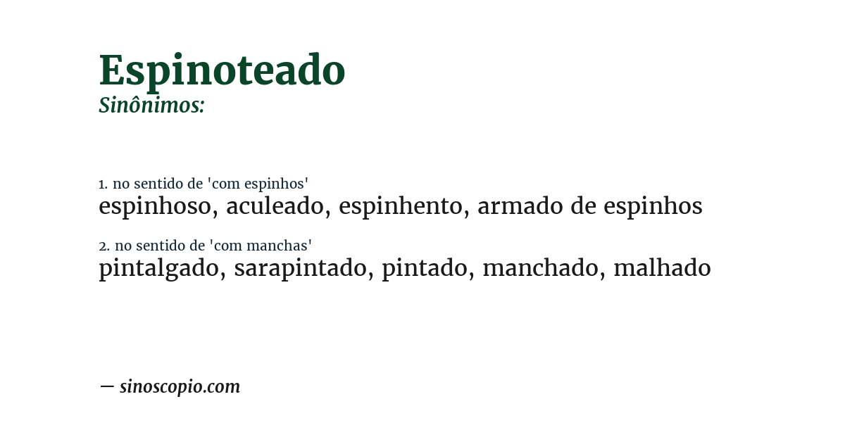 Sinônimo de espinoteado