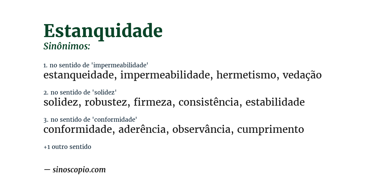 Sinônimo de estanquidade