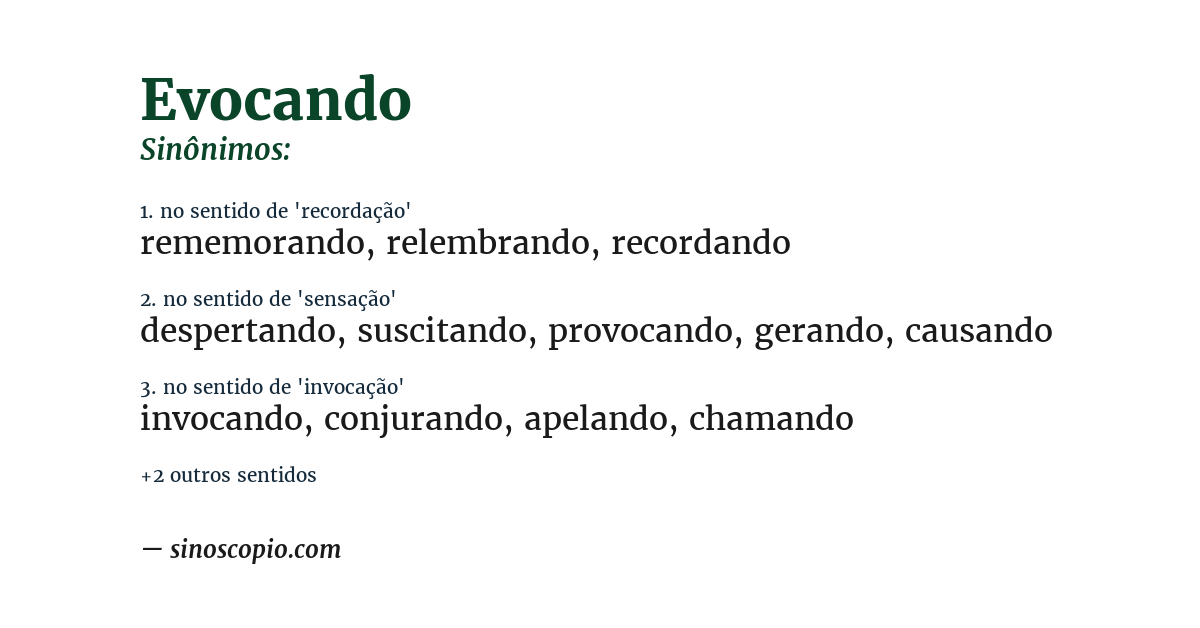 Sinônimo de evocando