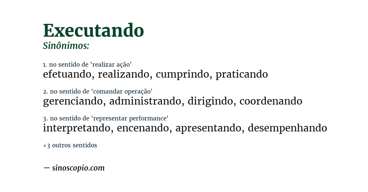Sinônimo de executando