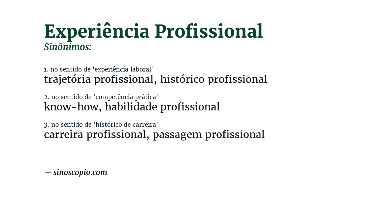 Sinônimo de experiência profissional
