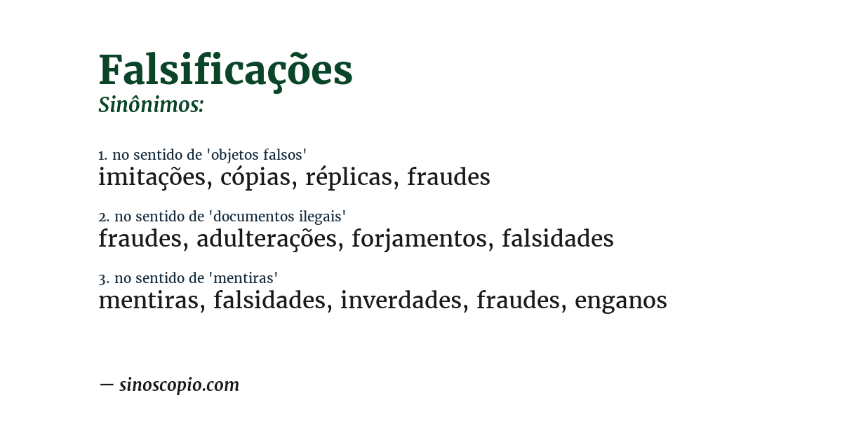 Sinônimo de falsificações