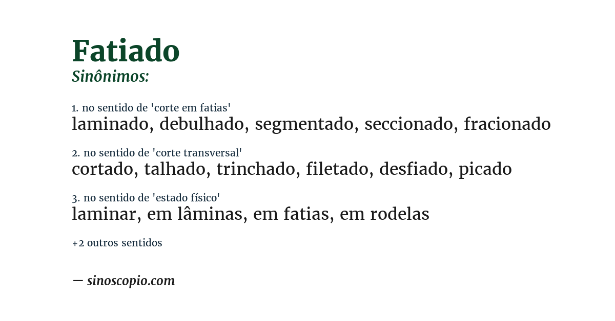 Sinônimo de fatiado
