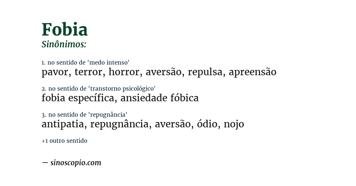 Sinônimo de fobia