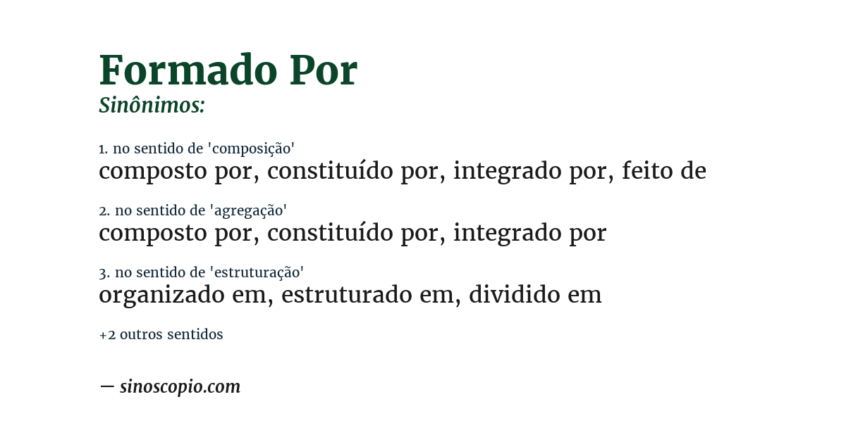 Sinônimo de formado por