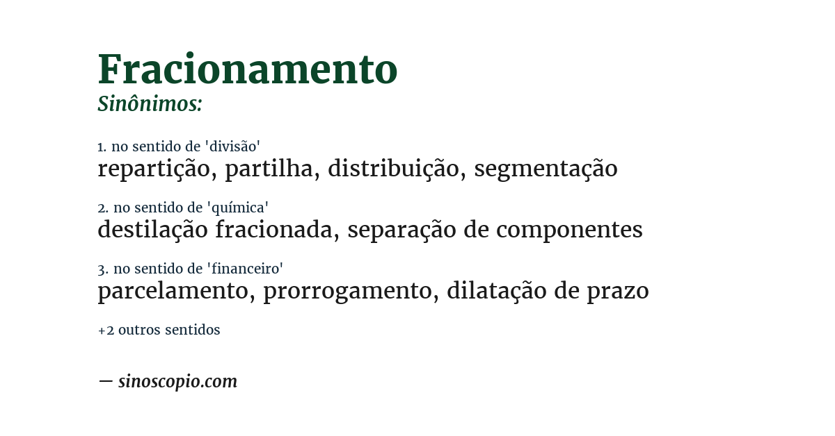 Sinônimo de fracionamento