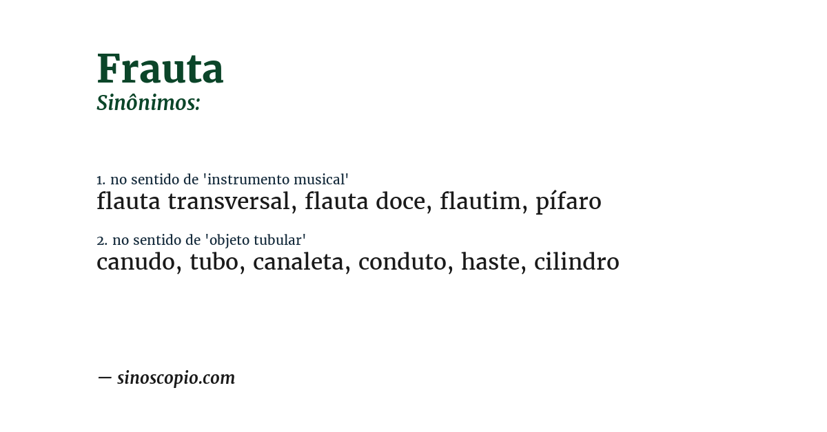 Sinônimo de frauta