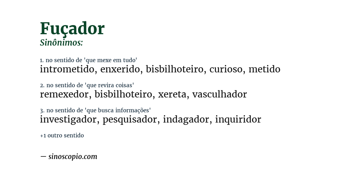 Sinônimo de fuçador