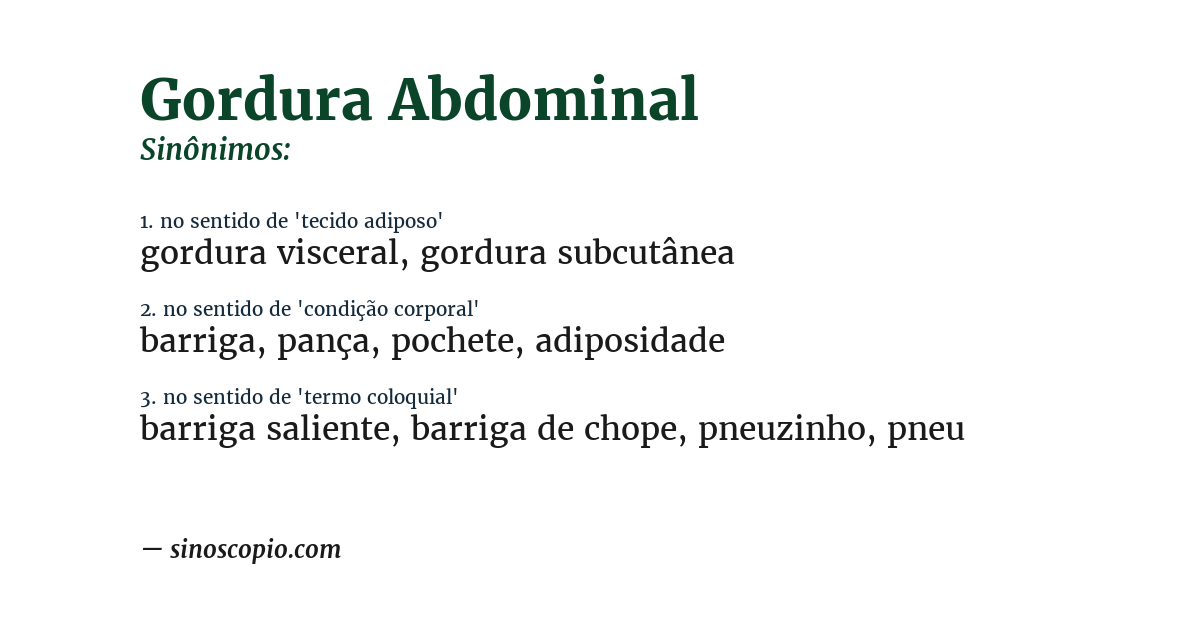 Sinônimo de gordura abdominal