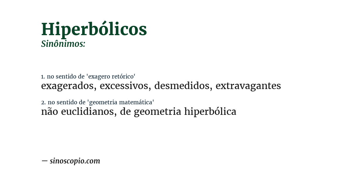 Sinônimo de hiperbólicos