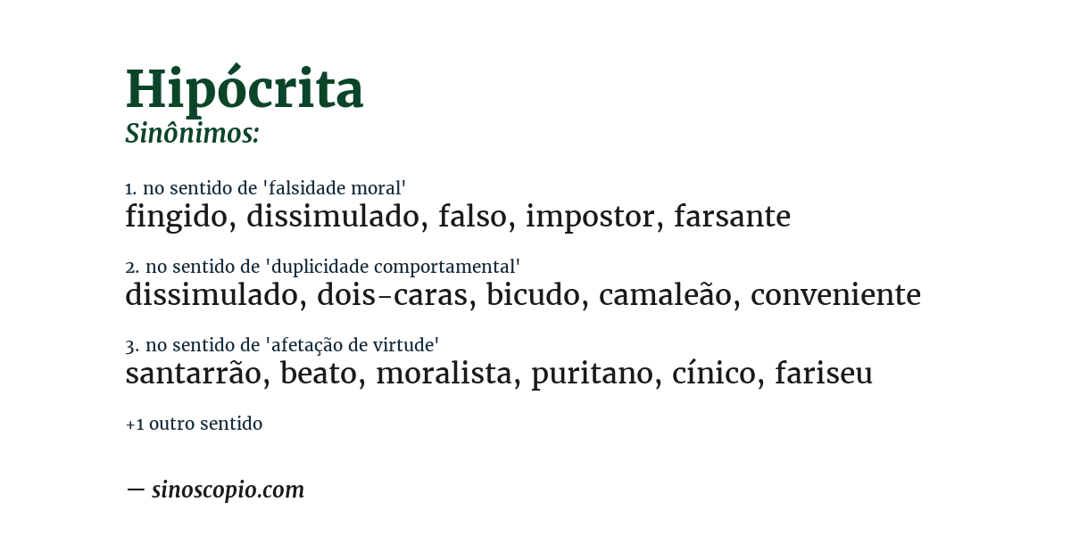 Sinônimo de hipócrita