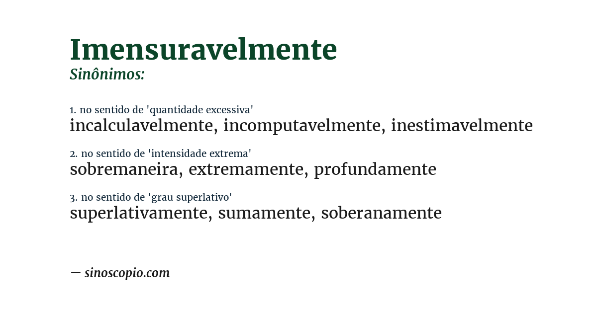 Sinônimo de imensuravelmente