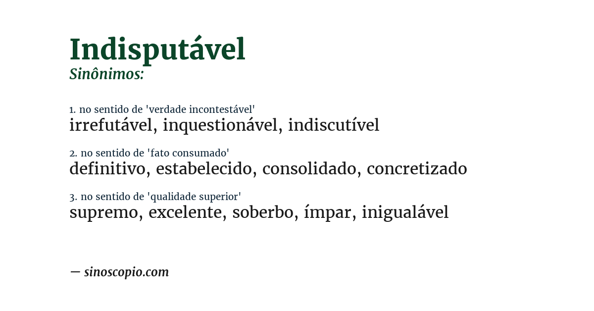 Sinônimo de indisputável