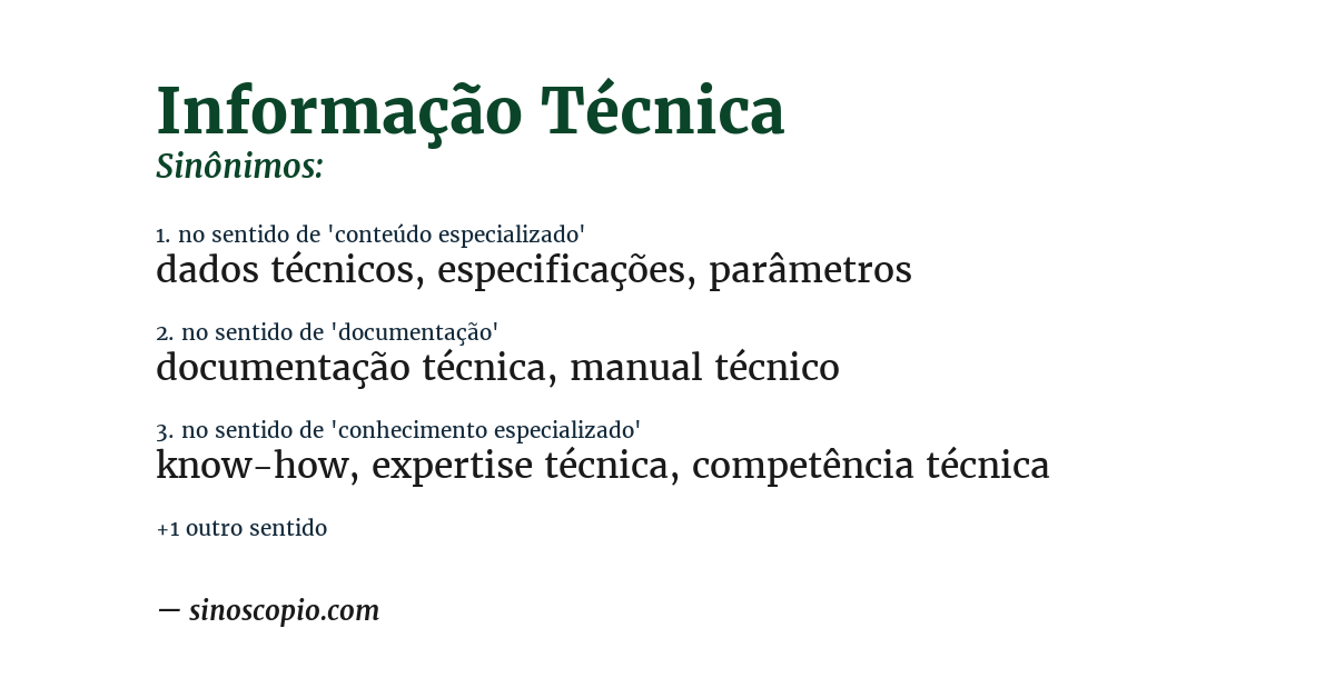 Sinônimo de informação técnica