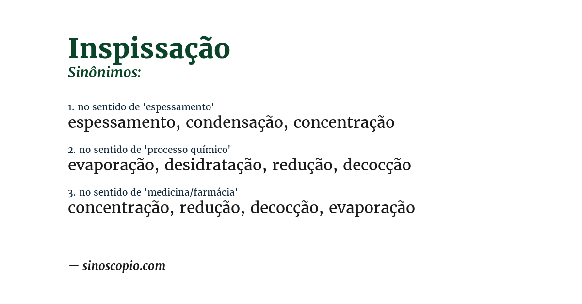 Sinônimo de inspissação