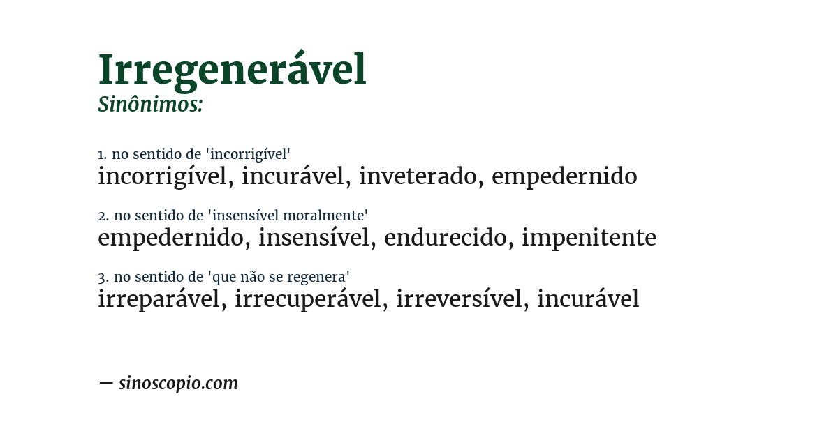 Sinônimo de irregenerável