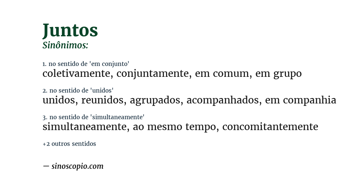 Sinônimo de juntos