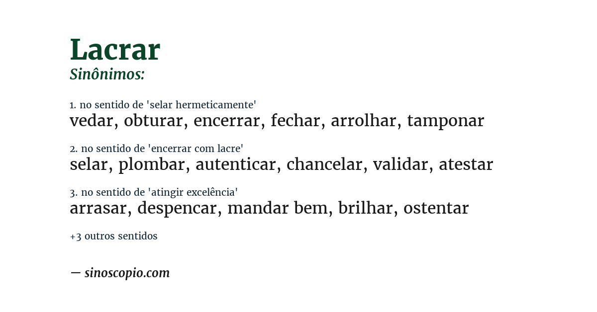 Sinônimo de lacrar