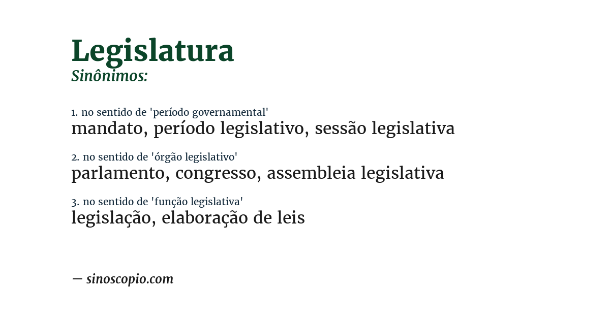 Sinônimo de legislatura