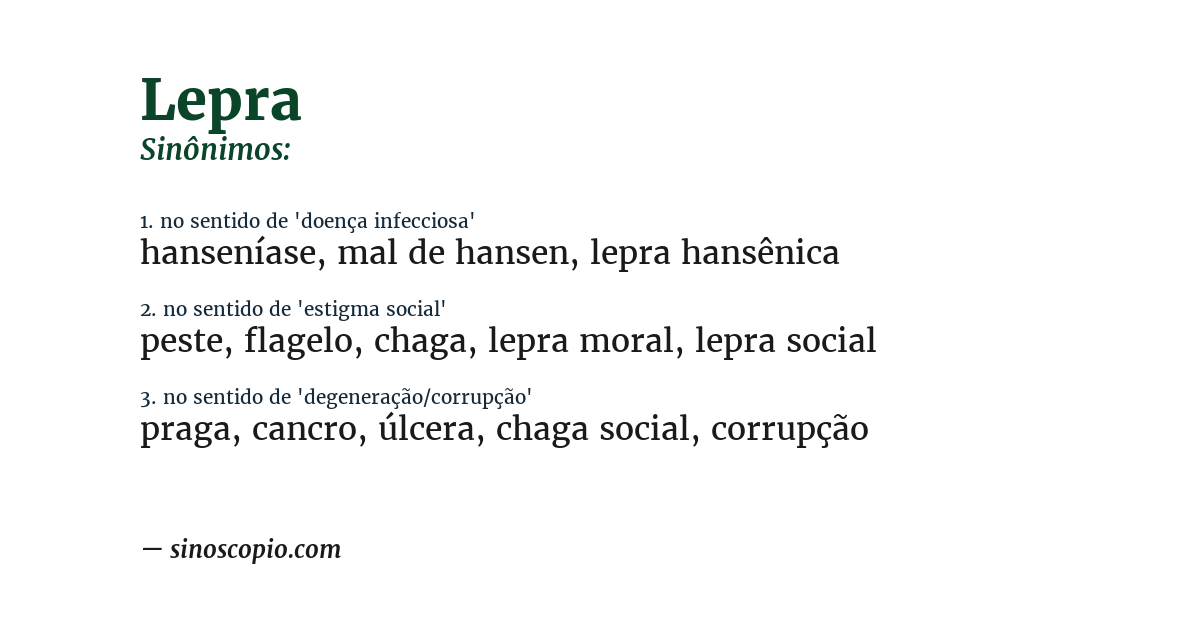 Sinônimo de lepra