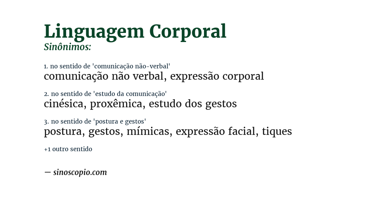 Sinônimo de linguagem corporal