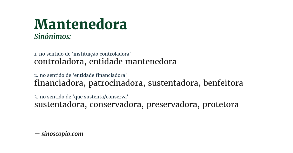 Sinônimo de mantenedora