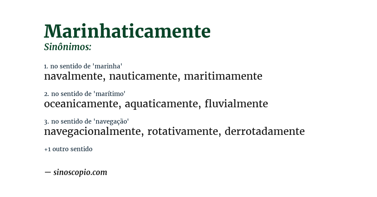Sinônimo de marinhaticamente