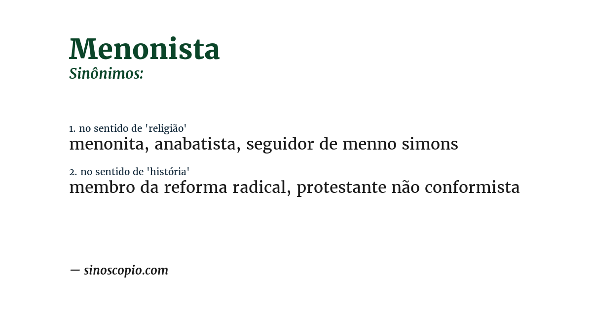 Sinônimo de menonista