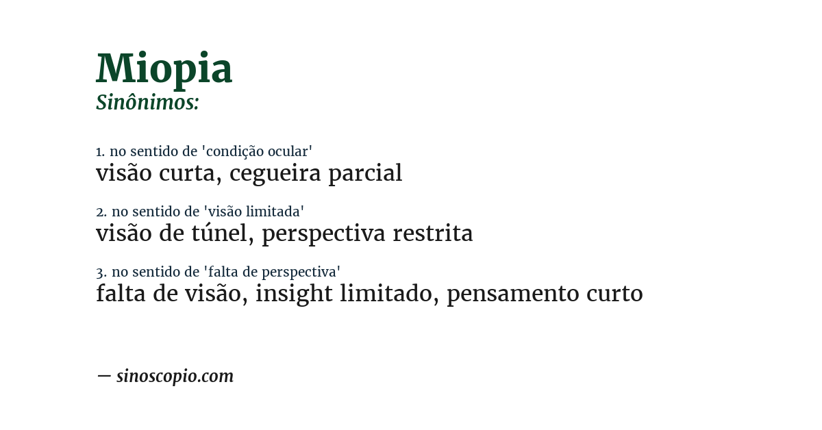 Sinônimo de miopia