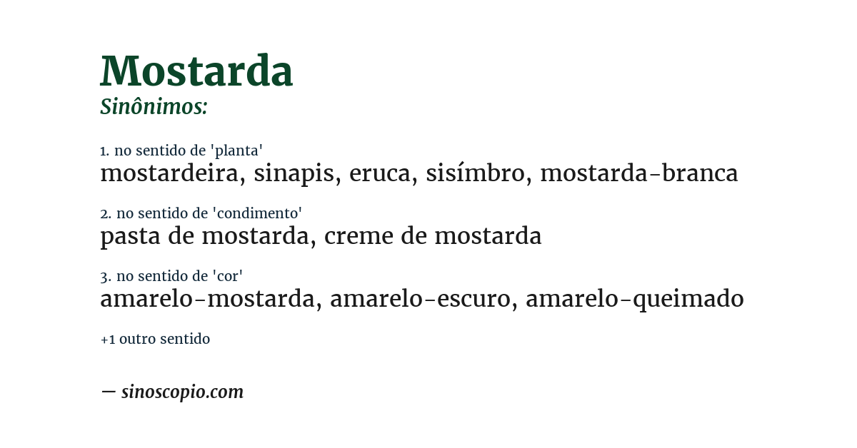 Sinônimo de mostarda