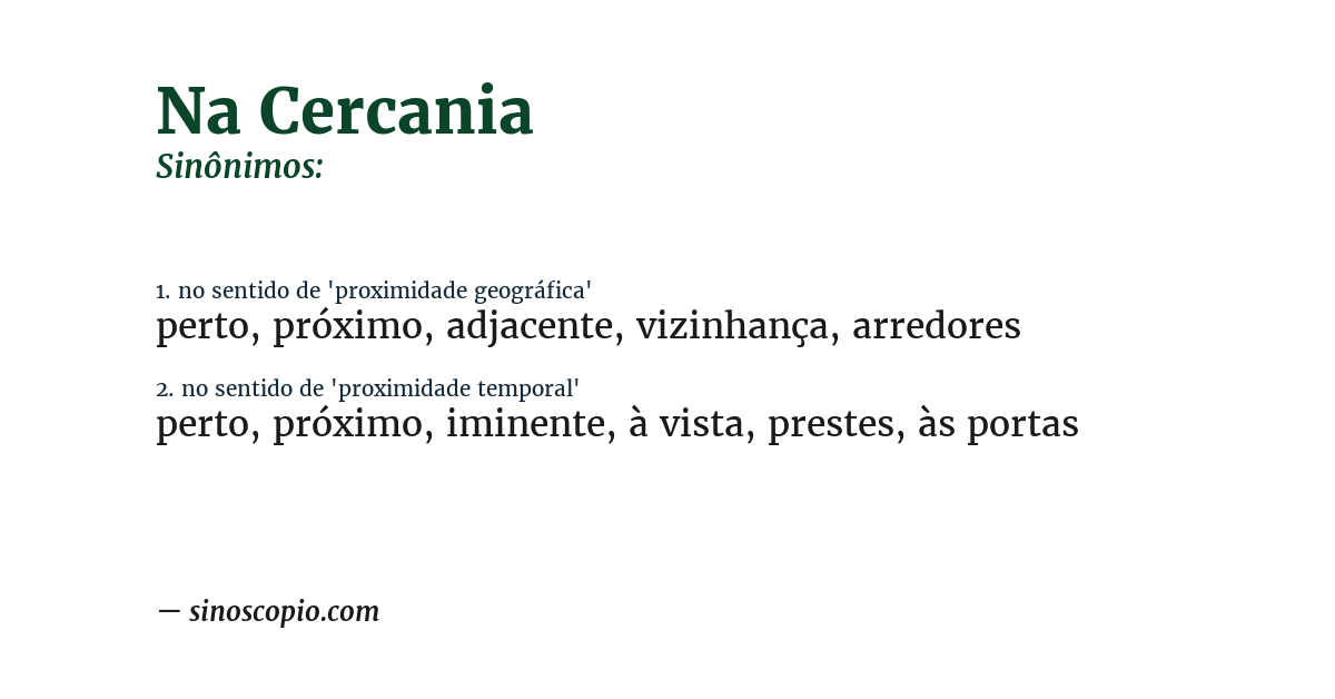 Sinônimo de na cercania