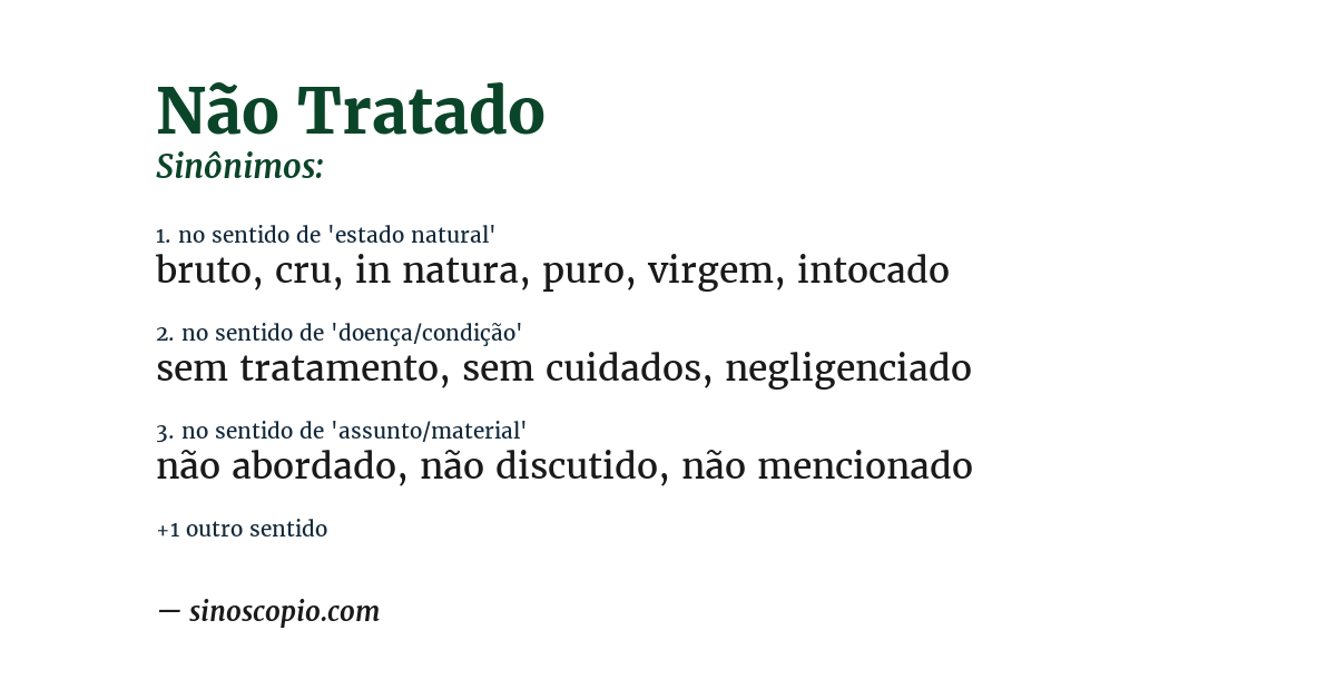 Sinônimo de não tratado
