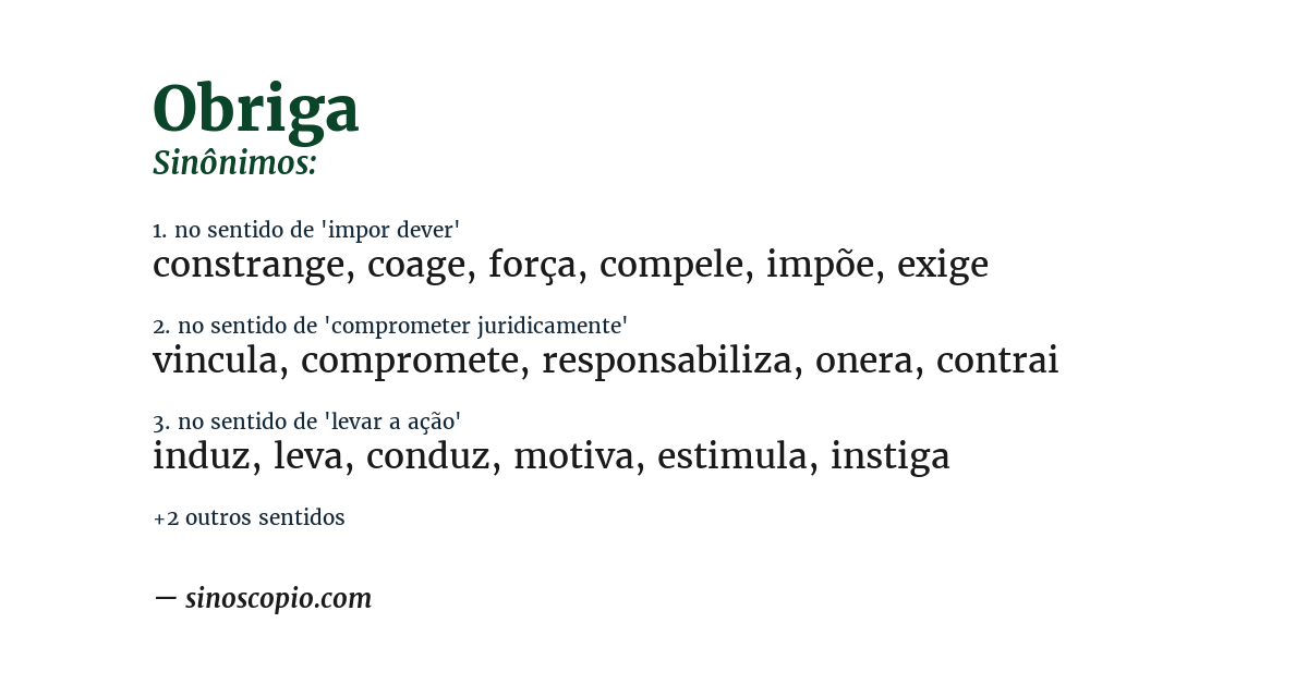 Sinônimo de obriga