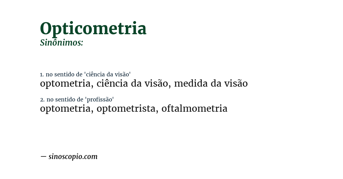 Sinônimo de opticometria