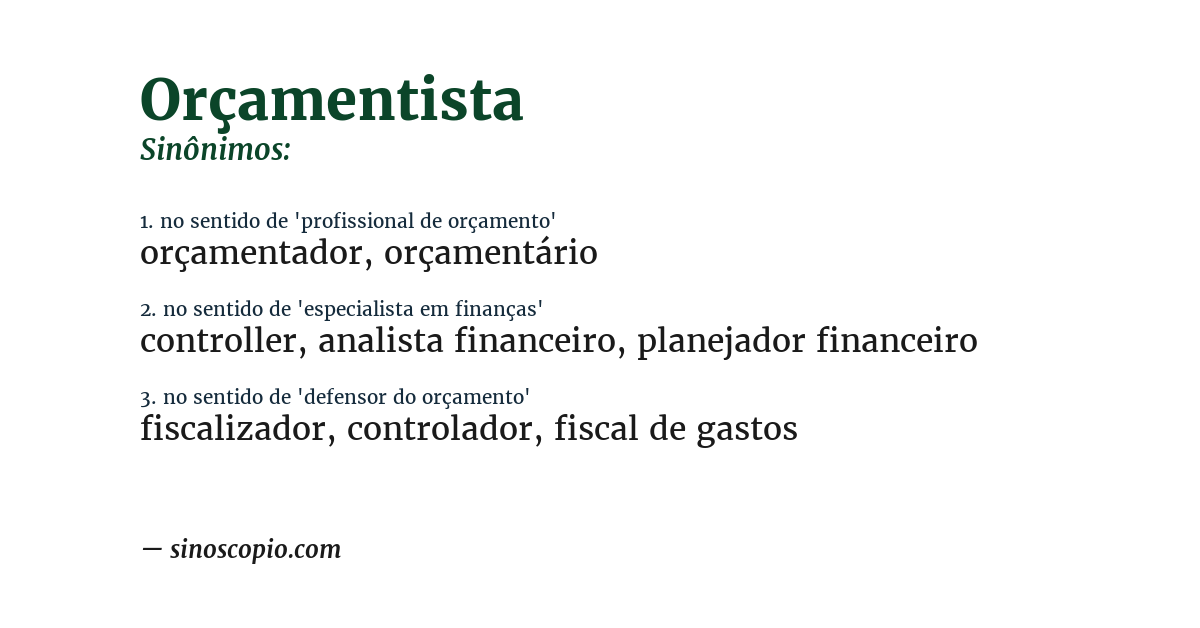 Sinônimo de orçamentista