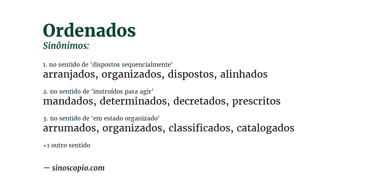Sinônimo de ordenados
