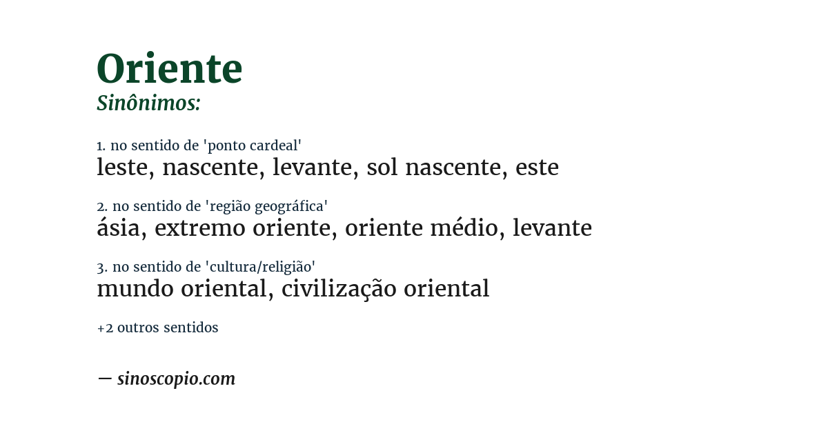 Sinônimo de oriente