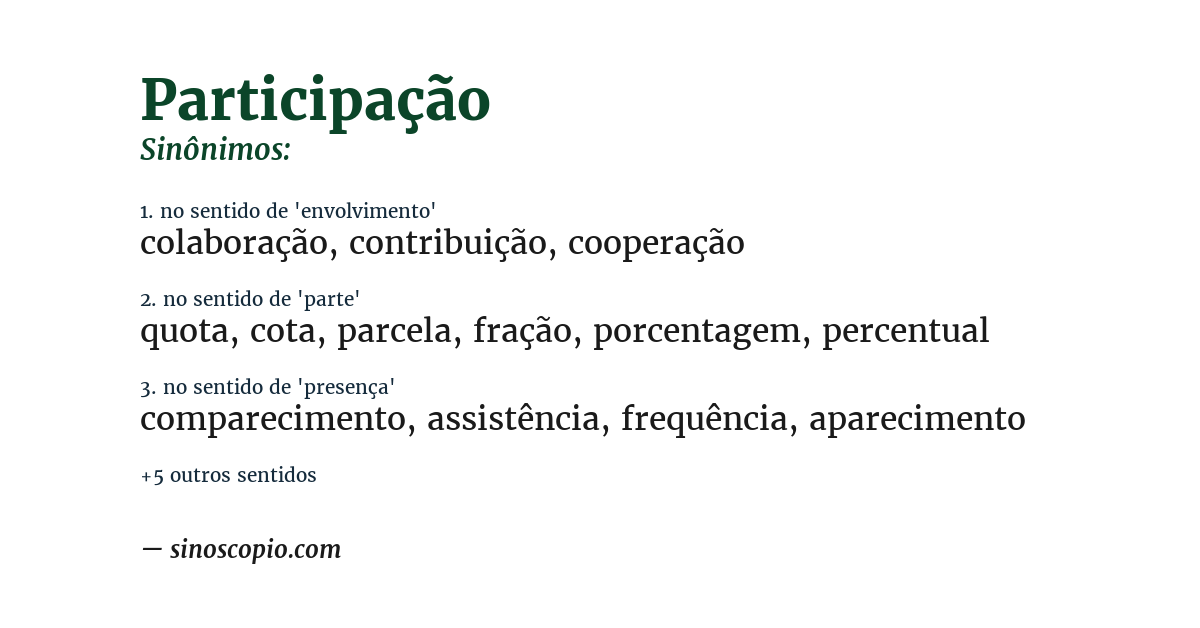 Sinônimo de participação