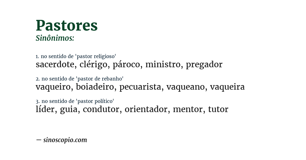 Sinônimo de pastores