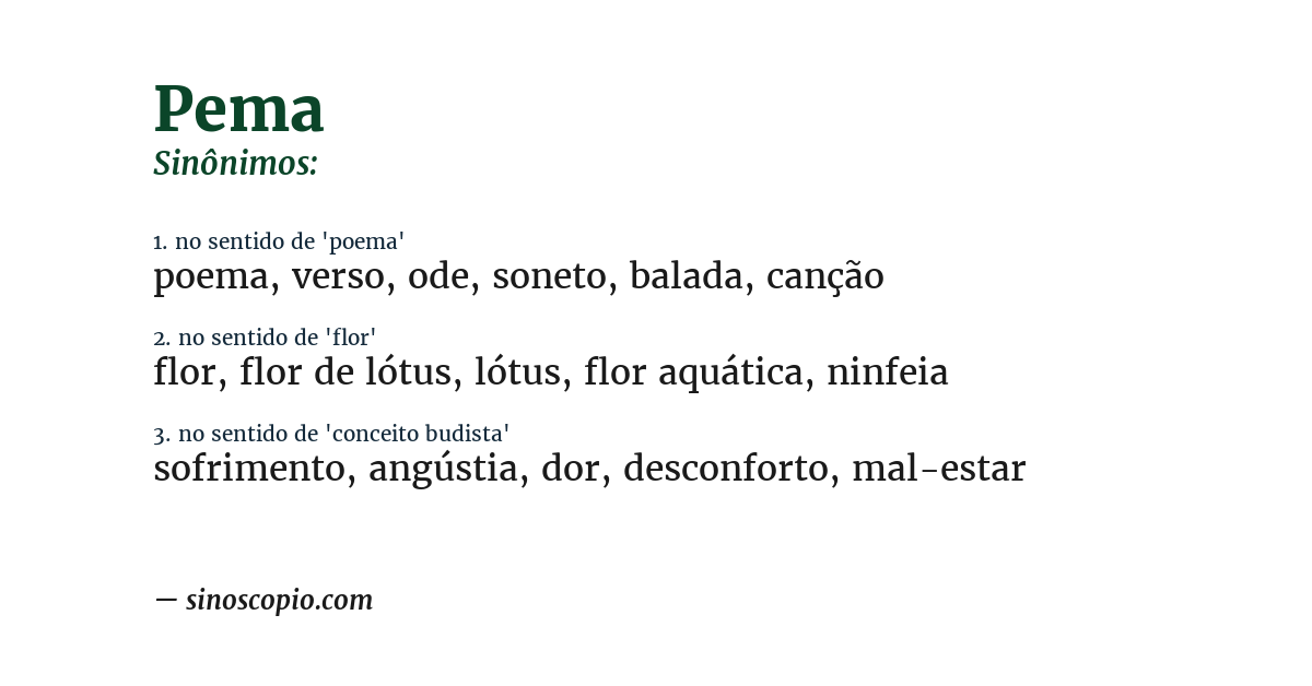 Sinônimo de pema