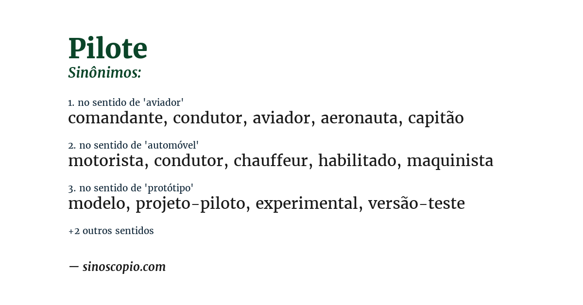 Sinônimo de pilote