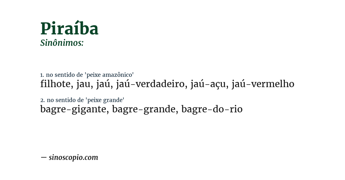 Sinônimo de piraíba